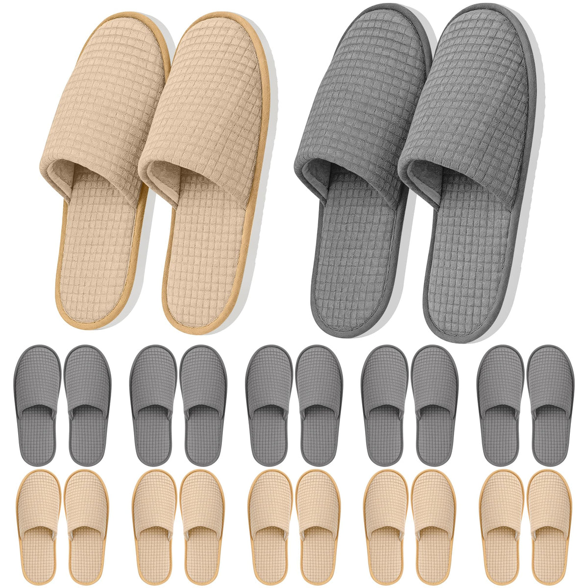 12-20Pairs Disposable Slippers Non Slip Washable for Guest Hotel Travel