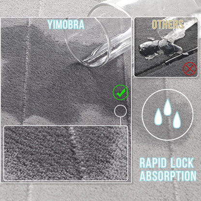 Yimobra Memory Foam Bath Mat Set 3 Pieces- Super Soft Absorbent Quick Dry Bathroom Rug Sets, Machine Washable Non Slip Floor Carpet for Tub Shower, Vanity & Toilet Base, Gray