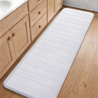 Yimobra Memory Foam Bath Mat, Super Soft Absorbent Bathroom Rug Non Slip, Quick Dry, Machine Washable Floor Carpet for Tub Shower, Home Decor Accessories, 24x17, Cream