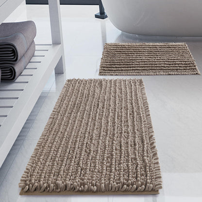Luxury Chenille White Bathroom Rugs Sets 2 Piece, Thickened Hot Melt Rubber Bottom Bath Mats for Bathroom Non Slip,Bath Rugs Quick Dry Machine Washable for Shower Mat (32"x20"+17"x24")