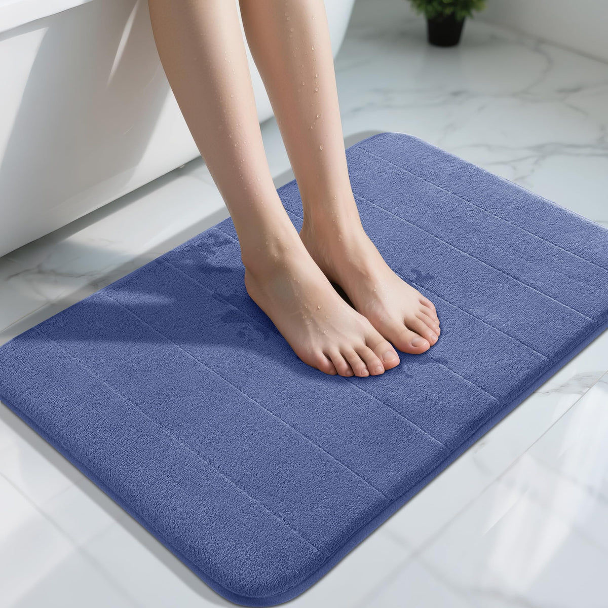 Yimobra Memory Foam Bath Mat, Super Soft Absorbent Bathroom Rug Non Slip, Quick Dry, Machine Washable Floor Carpet for Tub Shower, Home Decor Accessories, 24x17, Cream