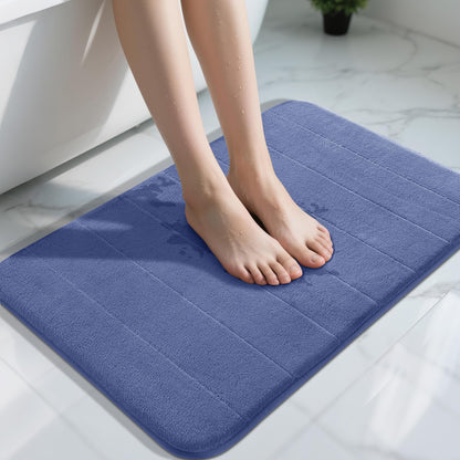 Yimobra Memory Foam Bath Mat, Super Soft Absorbent Bathroom Rug Non Slip, Quick Dry, Machine Washable Floor Carpet for Tub Shower, Home Decor Accessories, 24x17, Cream