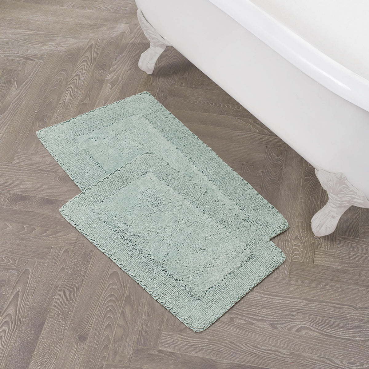 Laura Ashley Ruffle Border 100% Cotton Bath Rug, Sage Green, 17"x 24"