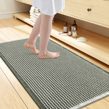 Smiry Waffle Bath Mat 30X20, Extra Soft Absorbent Bathroom Rugs, Brown