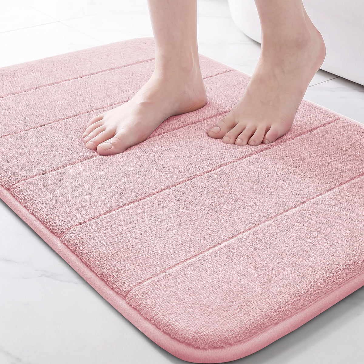 Yimobra Memory Foam Bath Mat, Super Soft Absorbent Bathroom Rug Non Slip, Quick Dry, Machine Washable Floor Carpet for Tub Shower, Home Decor Accessories, 24x17, Cream