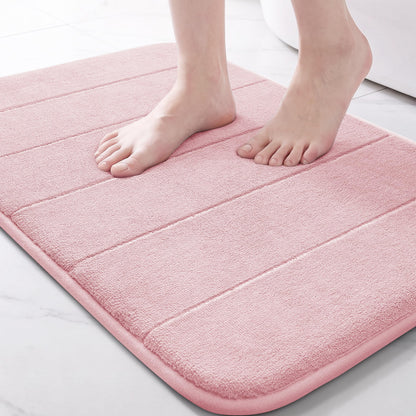 Yimobra Memory Foam Bath Mat, Super Soft Absorbent Bathroom Rug Non Slip, Quick Dry, Machine Washable Floor Carpet for Tub Shower, Home Decor Accessories, 24x17, Cream