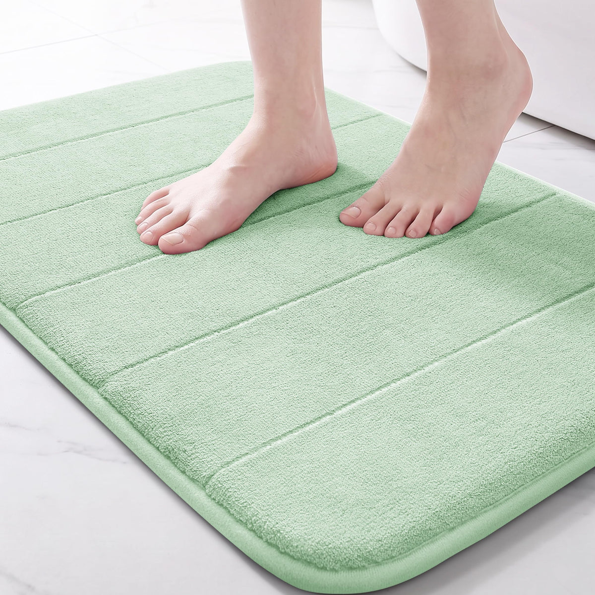 Yimobra Memory Foam Bath Mat, Super Soft Absorbent Bathroom Rug Non Slip, Quick Dry, Machine Washable Floor Carpet for Tub Shower, Home Decor Accessories, 24x17, Cream