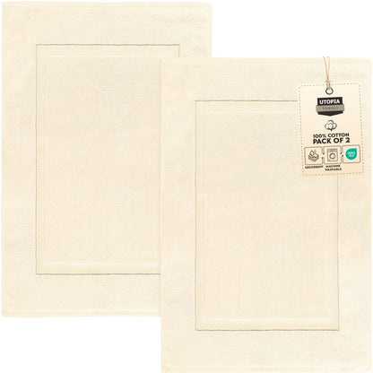 Utopia Towels Cotton Bath Mat, 21x34 in, 2 Pack, White