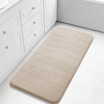 Yimobra Memory Foam Bath Mat, Super Soft Absorbent Bathroom Rug Non Slip, Quick Dry, Machine Washable Floor Carpet for Tub Shower, Home Decor Accessories, 24x17, Cream