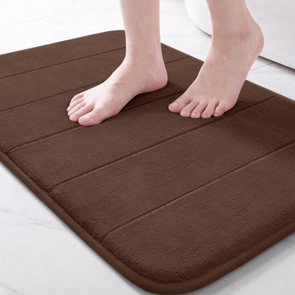 Yimobra Memory Foam Bath Mat, Super Soft Absorbent Bathroom Rug Non Slip, Quick Dry, Machine Washable Floor Carpet for Tub Shower, Home Decor Accessories, 24x17, Cream
