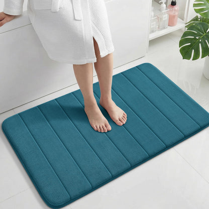 Yimobra Memory Foam Bath Mat, Super Soft Absorbent Bathroom Rug Non Slip, Quick Dry, Machine Washable Floor Carpet for Tub Shower, Home Decor Accessories, 24x17, Cream