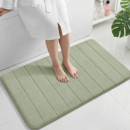 Yimobra Memory Foam Bath Mat, Super Soft Absorbent Bathroom Rug Non Slip, Quick Dry, Machine Washable Floor Carpet for Tub Shower, Home Decor Accessories, 24x17, Cream