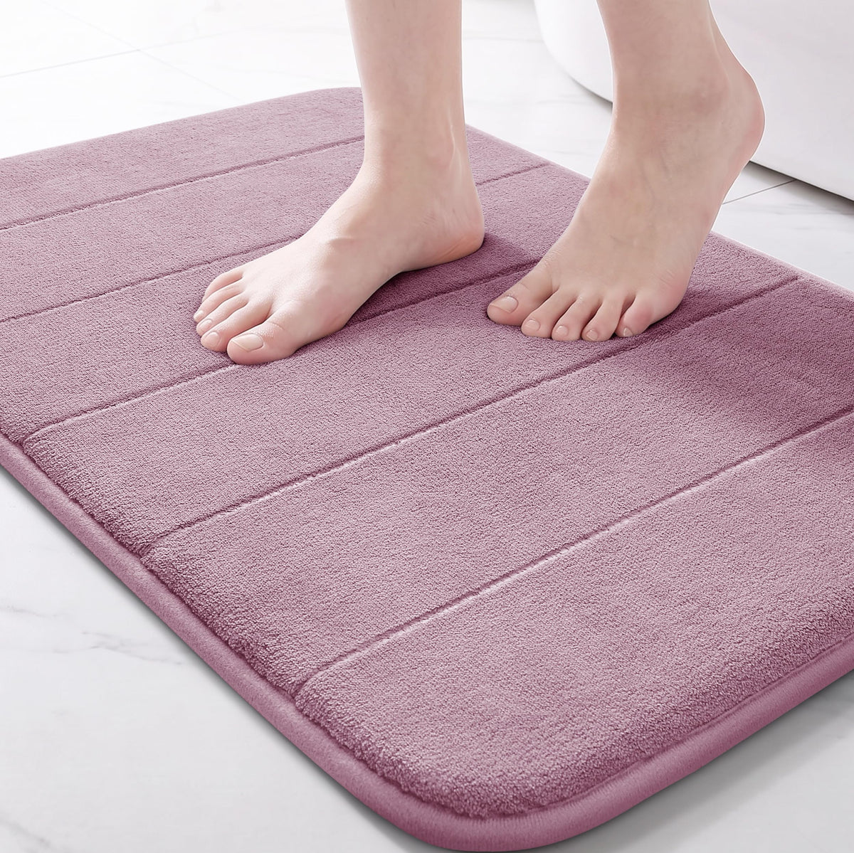 Yimobra Memory Foam Bath Mat, Super Soft Absorbent Bathroom Rug Non Slip, Quick Dry, Machine Washable Floor Carpet for Tub Shower, Home Decor Accessories, 24x17, Cream