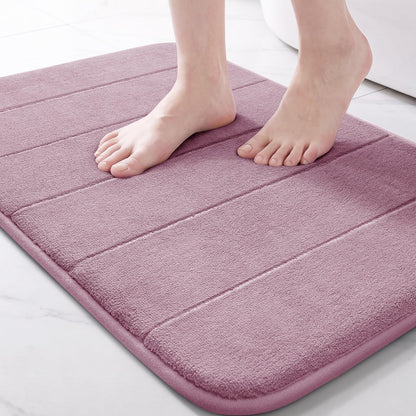 Yimobra Memory Foam Bath Mat, Super Soft Absorbent Bathroom Rug Non Slip, Quick Dry, Machine Washable Floor Carpet for Tub Shower, Home Decor Accessories, 24x17, Cream