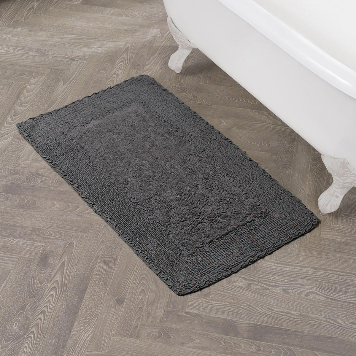 Laura Ashley Ruffle Border 100% Cotton Bath Rug, Sage Green, 17"x 24"