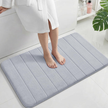 Yimobra Memory Foam Bath Mat, Super Soft Absorbent Bathroom Rug Non Slip, Quick Dry, Machine Washable Floor Carpet for Tub Shower, Home Decor Accessories, 24x17, Cream
