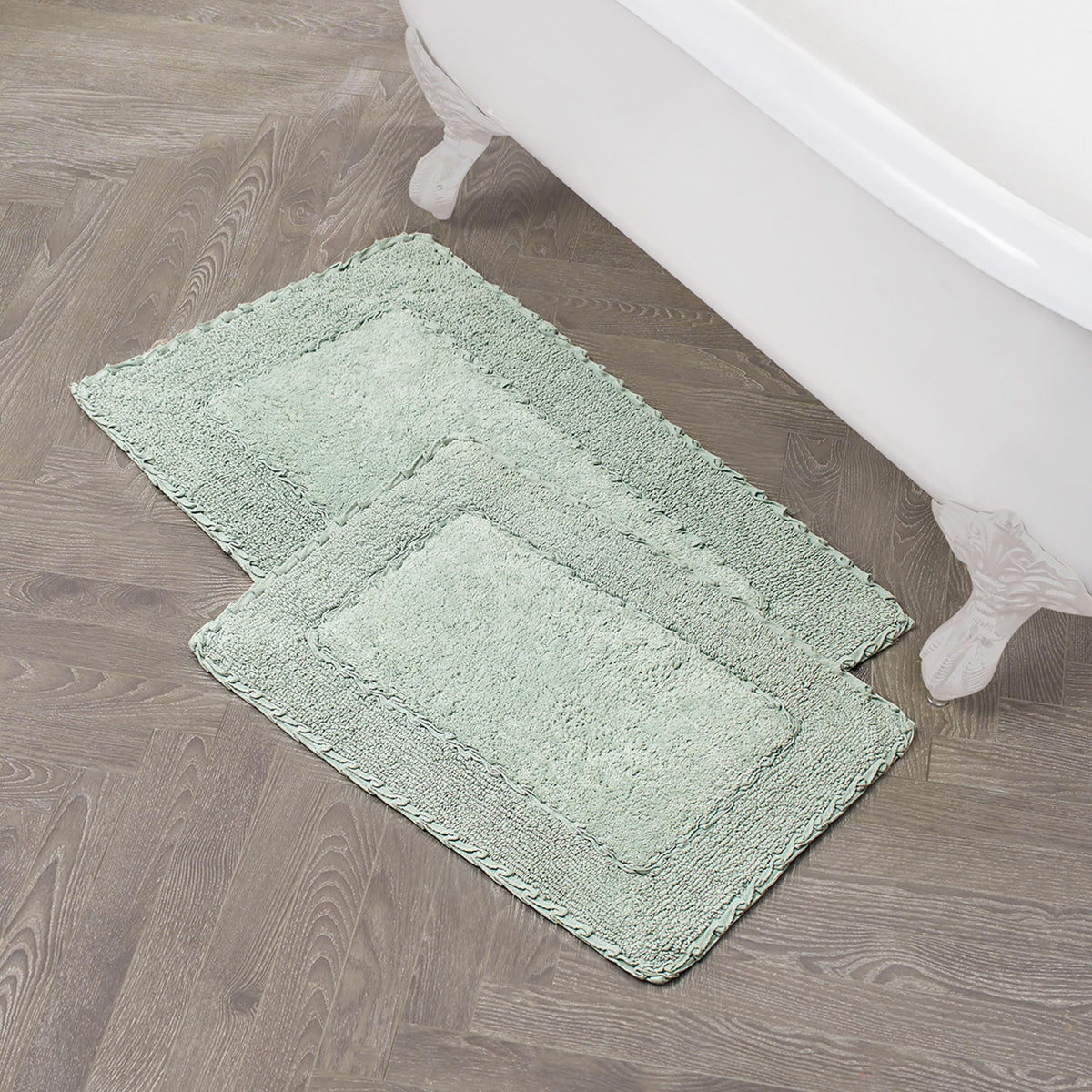 Laura Ashley Ruffle Border 100% Cotton Bath Rug, Sage Green, 17"x 24"