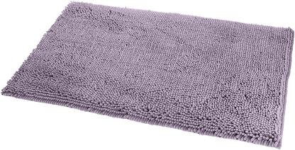 Amazon Basics Platinum Bathroom Rug Mat, Ultra Absorbent Plush Shag, Non-Slip, Quick Drying, Machine Washable, 21" x 34"