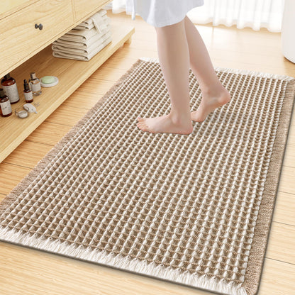 Smiry Waffle Bath Mat 30X20, Extra Soft Absorbent Bathroom Rugs, Brown