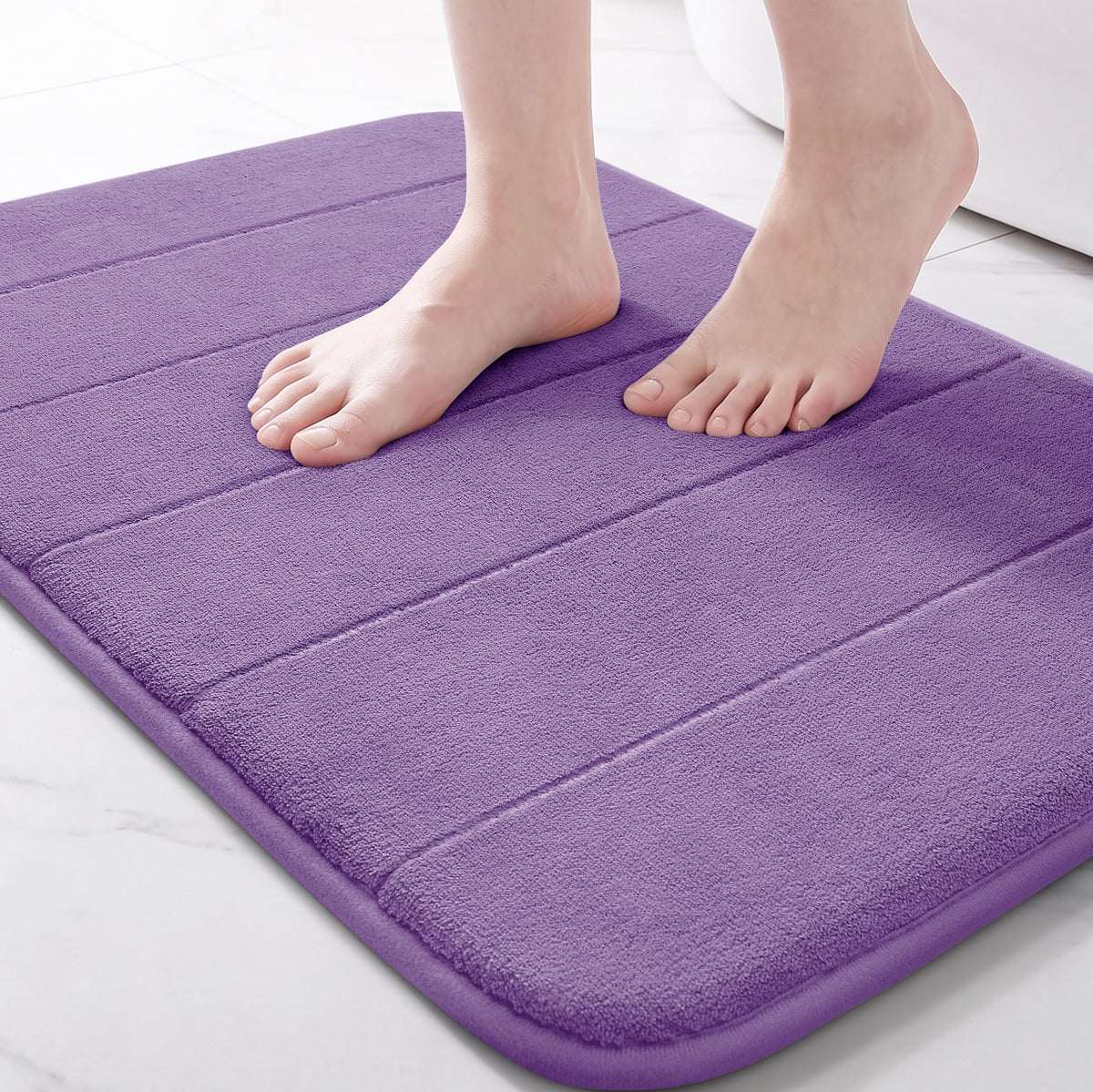 Yimobra Memory Foam Bath Mat, Super Soft Absorbent Bathroom Rug Non Slip, Quick Dry, Machine Washable Floor Carpet for Tub Shower, Home Decor Accessories, 24x17, Cream