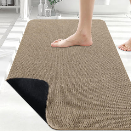 Smiry Ultra Thin Bath Mat 30X20, Non Slip Rubber Washable Bathroom Rugs