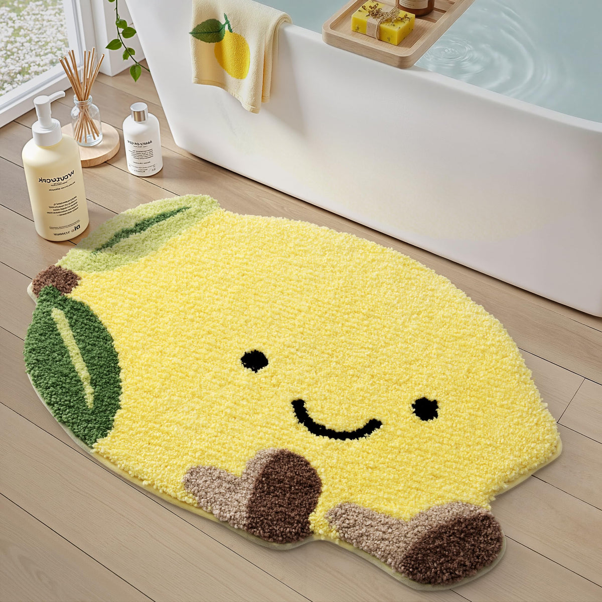 LUMI Bathroom Rug Green Leaf, Absorbent Non Slip Bath Mat, 31.5"x47"