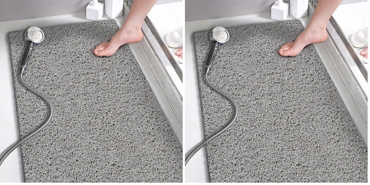 godehone Shower Mats Non Slip Without Suction Cups, PVC Loofah Bathroom Mats, Loofah Mats for Shower and Bathroom, Quick Drying, 15.7× 36 Inch, Grey