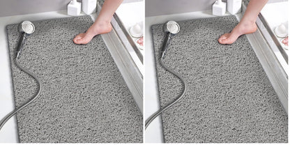 godehone Shower Mats Non Slip Without Suction Cups, PVC Loofah Bathroom Mats, Loofah Mats for Shower and Bathroom, Quick Drying, 15.7× 36 Inch, Grey