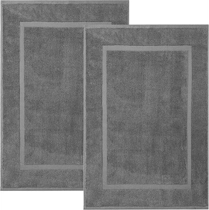 KAHAF COLLECTION Bath Mat Floor Towel Set - Absorbent Cotton Hotel Spa Shower/Bathtub Mats [Not a Bathroom Rug] 22"x34" Pack of 2