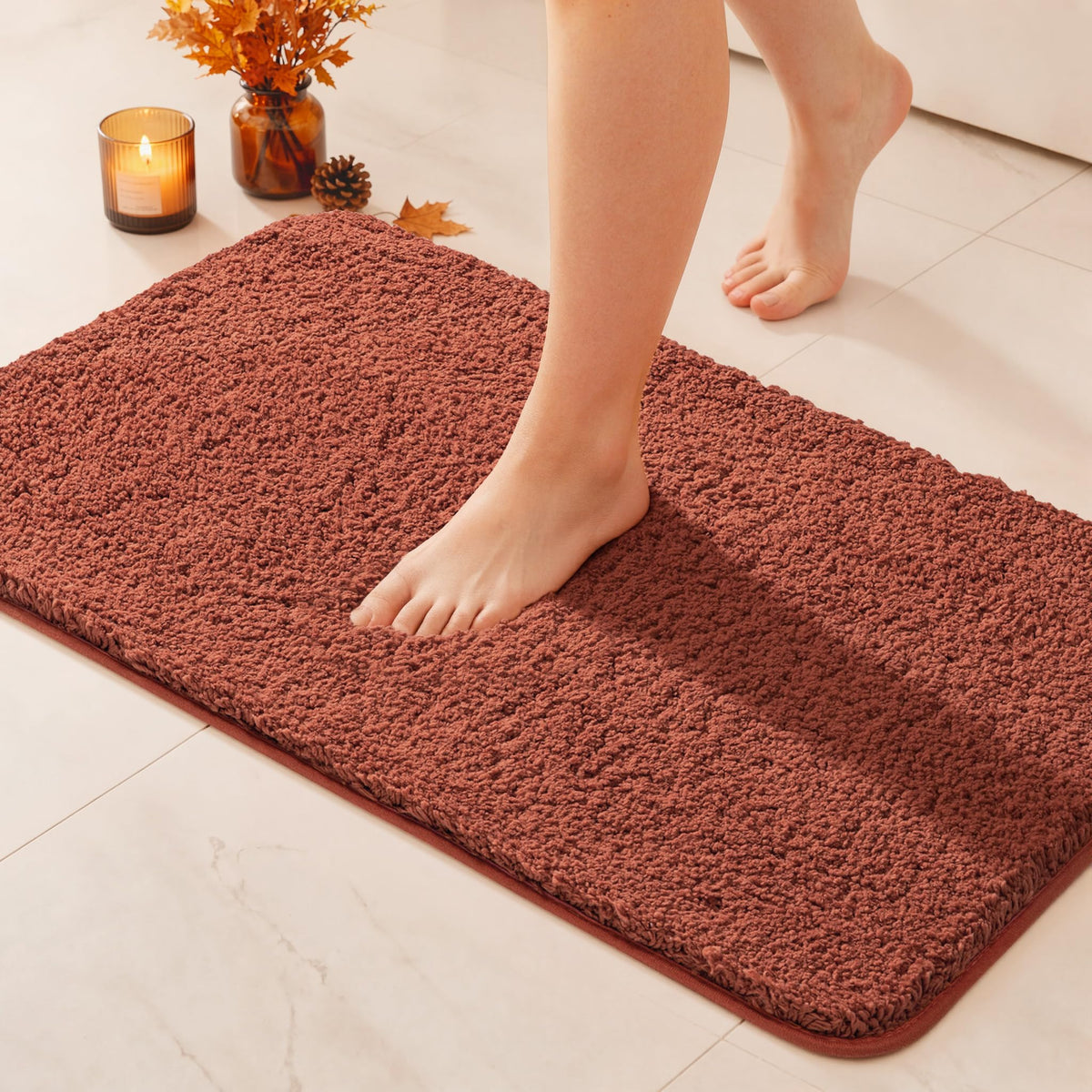 MIULEE Teal Bathroom Rugs Soft Small Microfiber Bath Mat 16x24 Inch