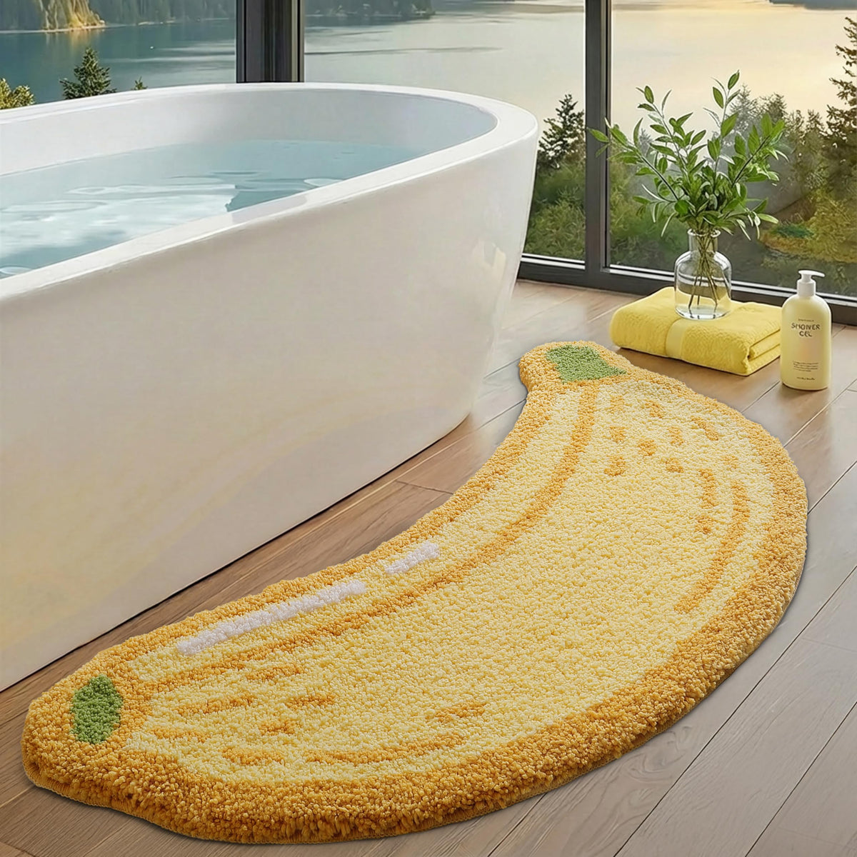 LUMI Bathroom Rug Green Leaf, Absorbent Non Slip Bath Mat, 31.5"x47"