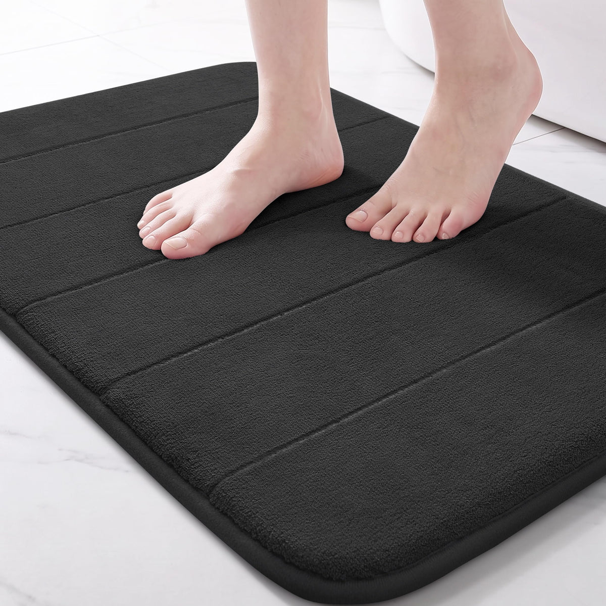 Yimobra Memory Foam Bath Mat, Super Soft Absorbent Bathroom Rug Non Slip, Quick Dry, Machine Washable Floor Carpet for Tub Shower, Home Decor Accessories, 24x17, Cream