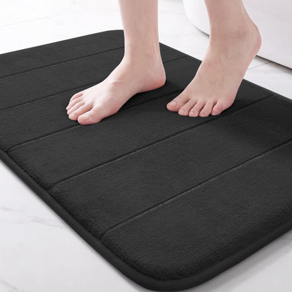 Yimobra Memory Foam Bath Mat, Super Soft Absorbent Bathroom Rug Non Slip, Quick Dry, Machine Washable Floor Carpet for Tub Shower, Home Decor Accessories, 24x17, Cream