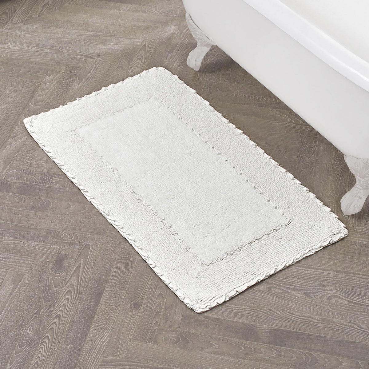 Laura Ashley Ruffle Border 100% Cotton Bath Rug, Sage Green, 17"x 24"