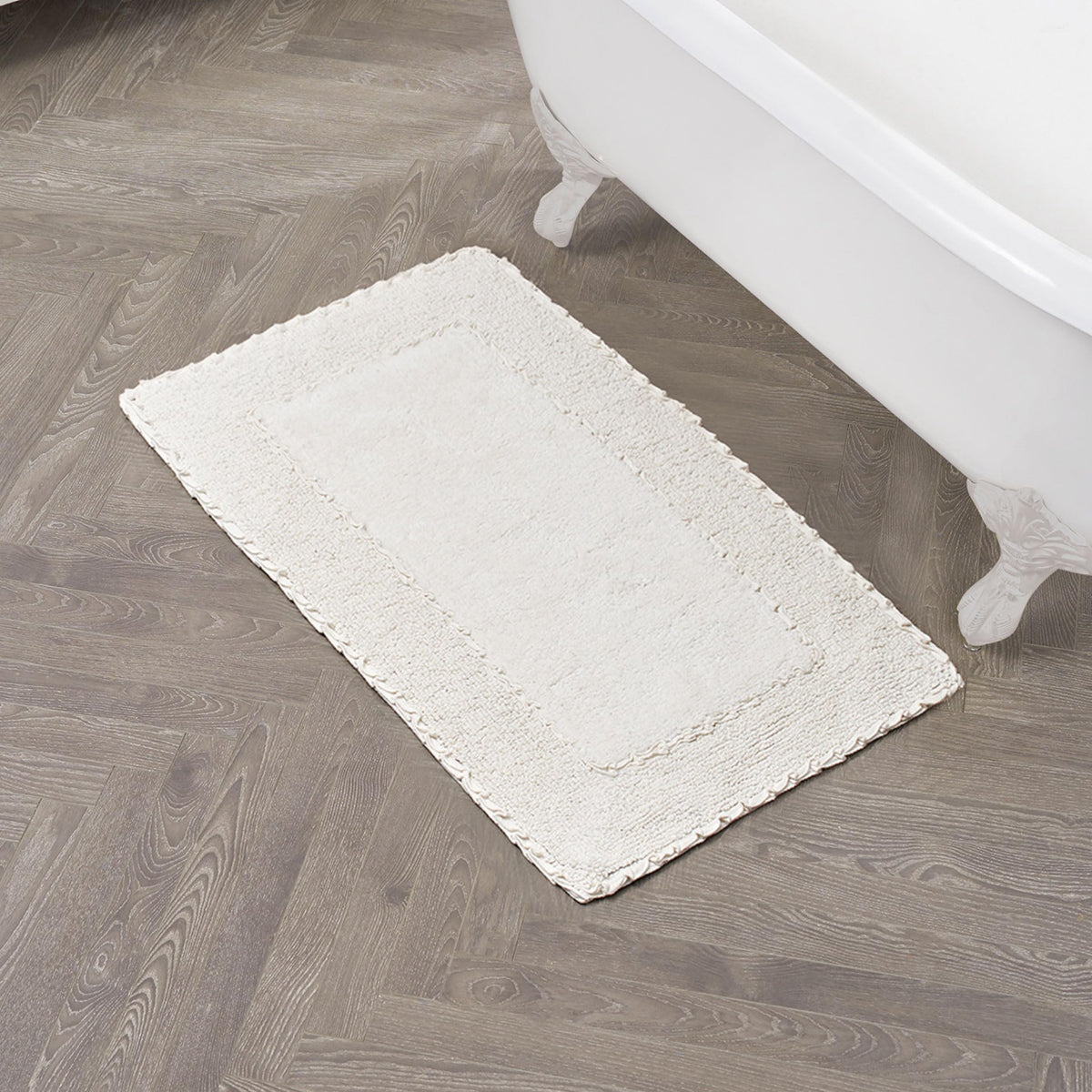Laura Ashley Ruffle Border 100% Cotton Bath Rug, Sage Green, 17"x 24"