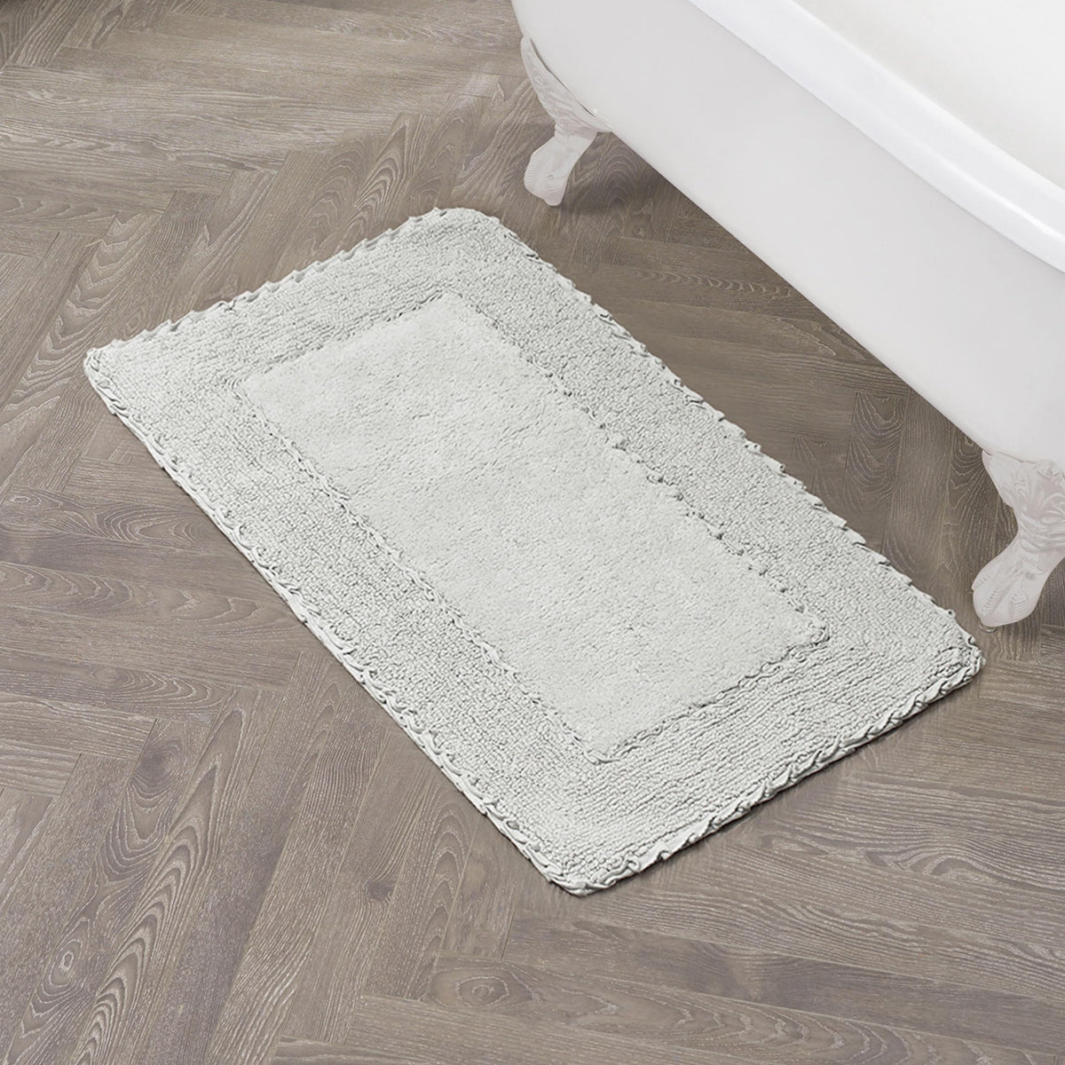 Laura Ashley Ruffle Border 100% Cotton Bath Rug, Sage Green, 17"x 24"