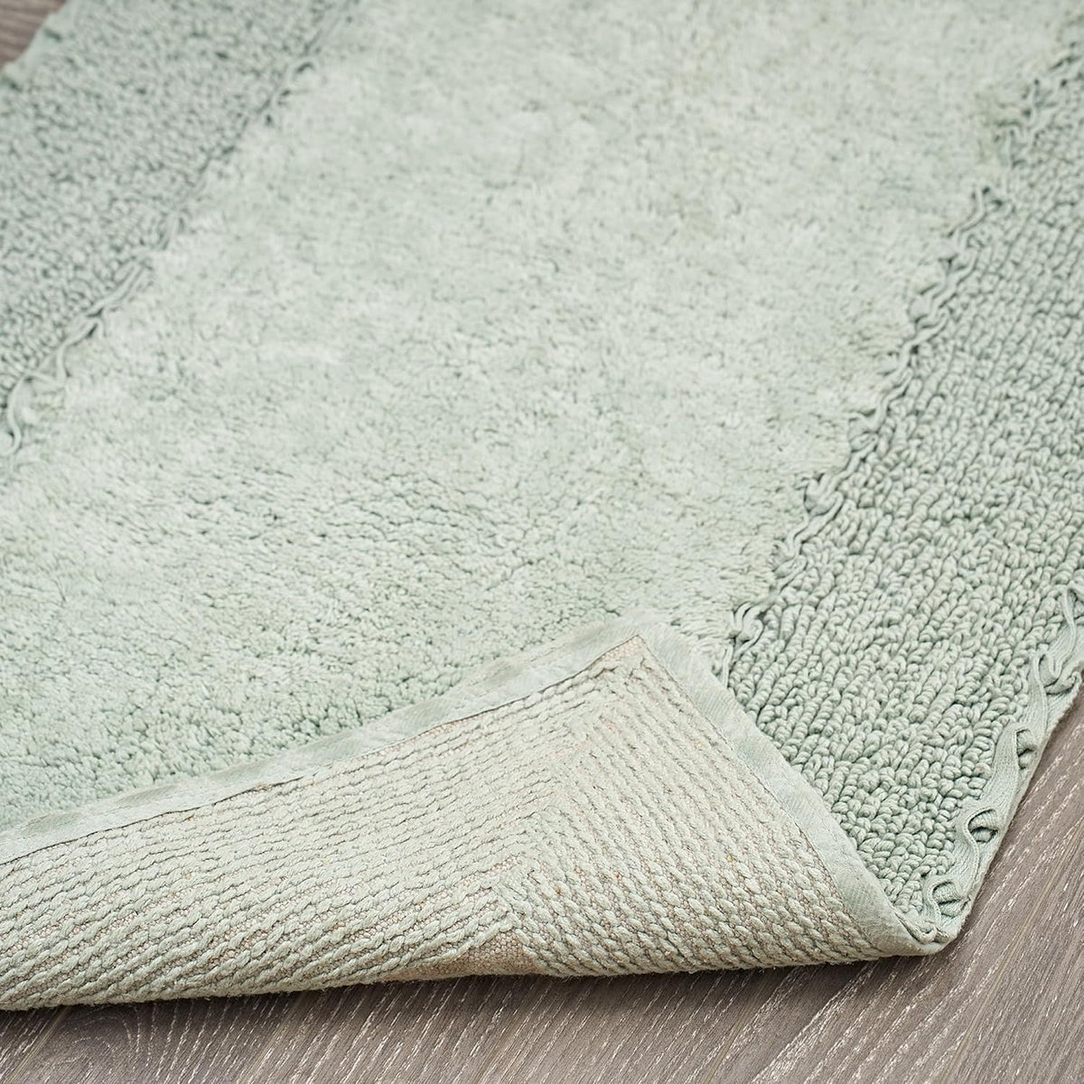 Laura Ashley Ruffle Border 100% Cotton Bath Rug, Sage Green, 17"x 24"
