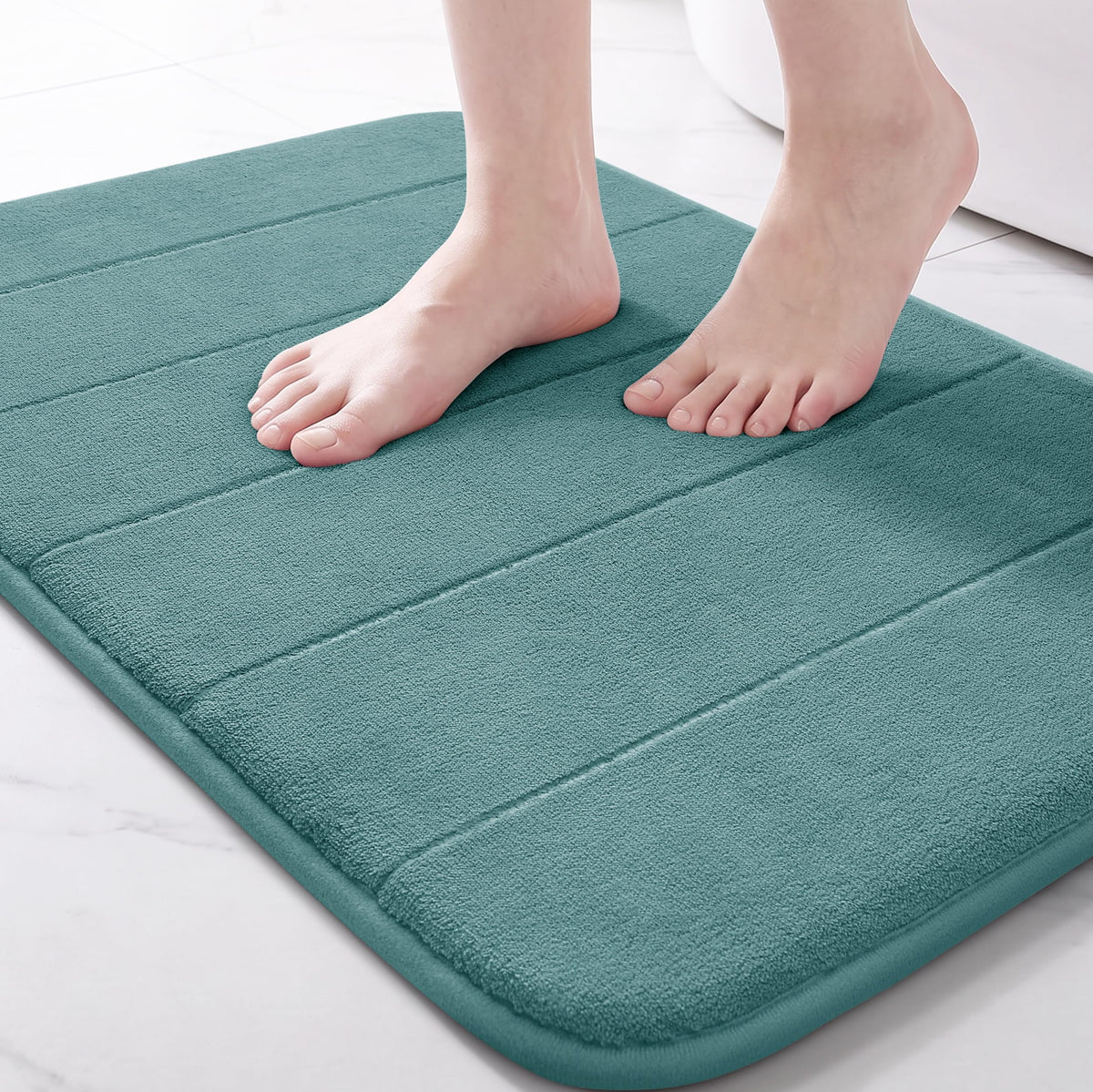 Yimobra Memory Foam Bath Mat, Super Soft Absorbent Bathroom Rug Non Slip, Quick Dry, Machine Washable Floor Carpet for Tub Shower, Home Decor Accessories, 24x17, Cream