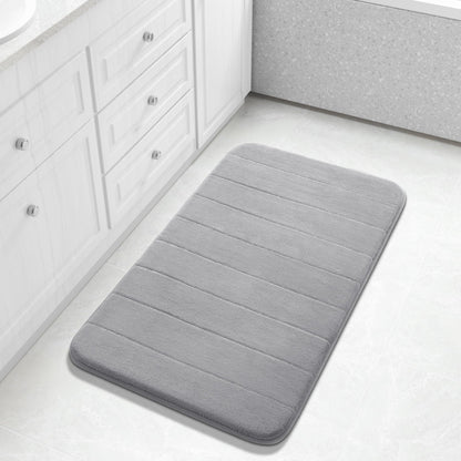 Yimobra Memory Foam Bath Mat, Super Soft Absorbent Bathroom Rug Non Slip, Quick Dry, Machine Washable Floor Carpet for Tub Shower, Home Decor Accessories, 24x17, Cream