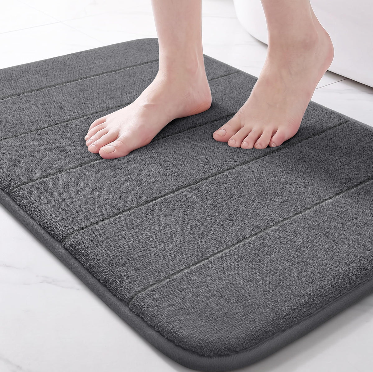 Yimobra Memory Foam Bath Mat, Super Soft Absorbent Bathroom Rug Non Slip, Quick Dry, Machine Washable Floor Carpet for Tub Shower, Home Decor Accessories, 24x17, Cream