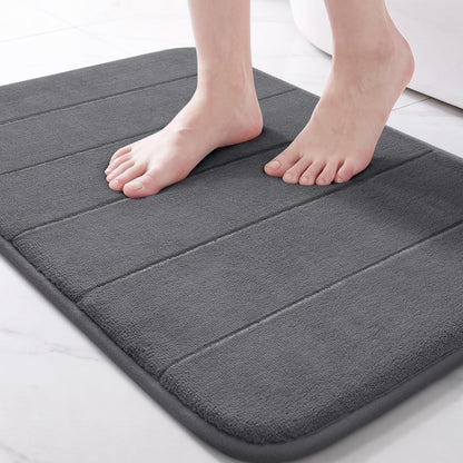 Yimobra Memory Foam Bath Mat, Super Soft Absorbent Bathroom Rug Non Slip, Quick Dry, Machine Washable Floor Carpet for Tub Shower, Home Decor Accessories, 24x17, Cream