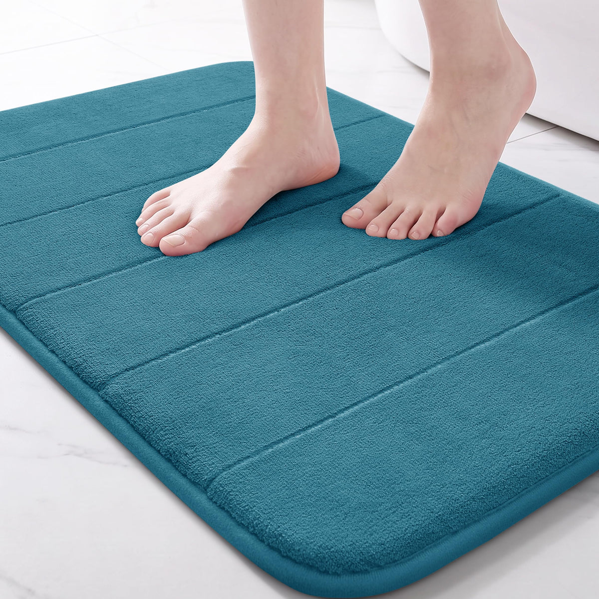 Yimobra Memory Foam Bath Mat, Super Soft Absorbent Bathroom Rug Non Slip, Quick Dry, Machine Washable Floor Carpet for Tub Shower, Home Decor Accessories, 24x17, Cream