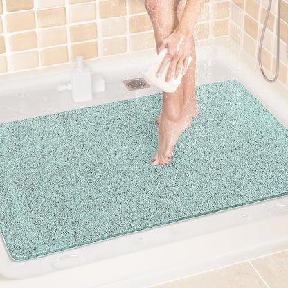 LuxStep Shower Mat Bathtub Mat,24x16 inch, Non-Slip Bath Mat with Drain, Quick Drying PVC Loofah Bathmat for Tub,Shower,Bathroom (Phthalate Free,Grey)