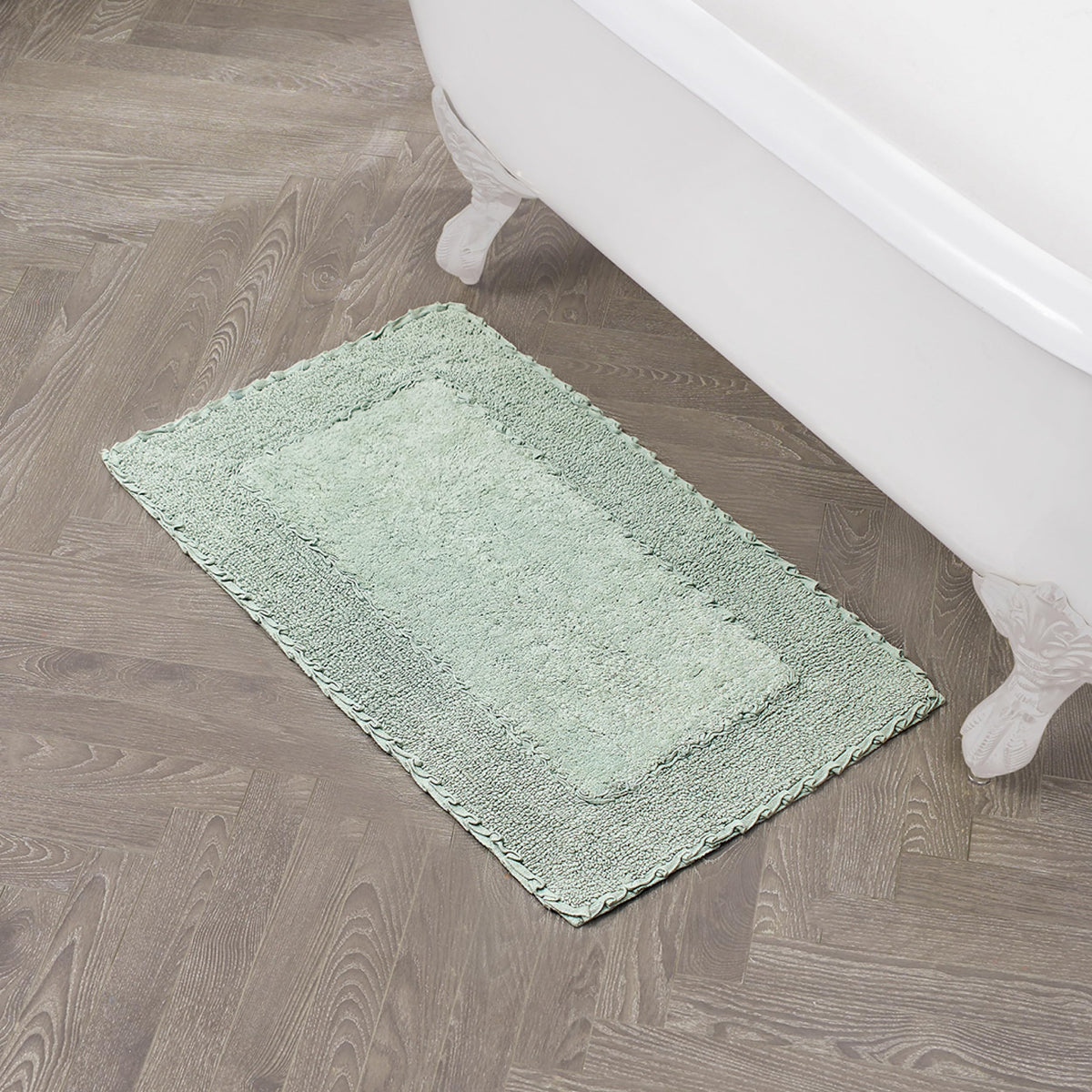 Laura Ashley Ruffle Border 100% Cotton Bath Rug, Sage Green, 17"x 24"