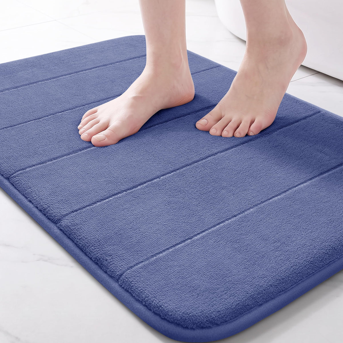 Yimobra Memory Foam Bath Mat, Super Soft Absorbent Bathroom Rug Non Slip, Quick Dry, Machine Washable Floor Carpet for Tub Shower, Home Decor Accessories, 24x17, Cream
