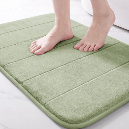 Yimobra Memory Foam Bath Mat, Super Soft Absorbent Bathroom Rug Non Slip, Quick Dry, Machine Washable Floor Carpet for Tub Shower, Home Decor Accessories, 24x17, Cream