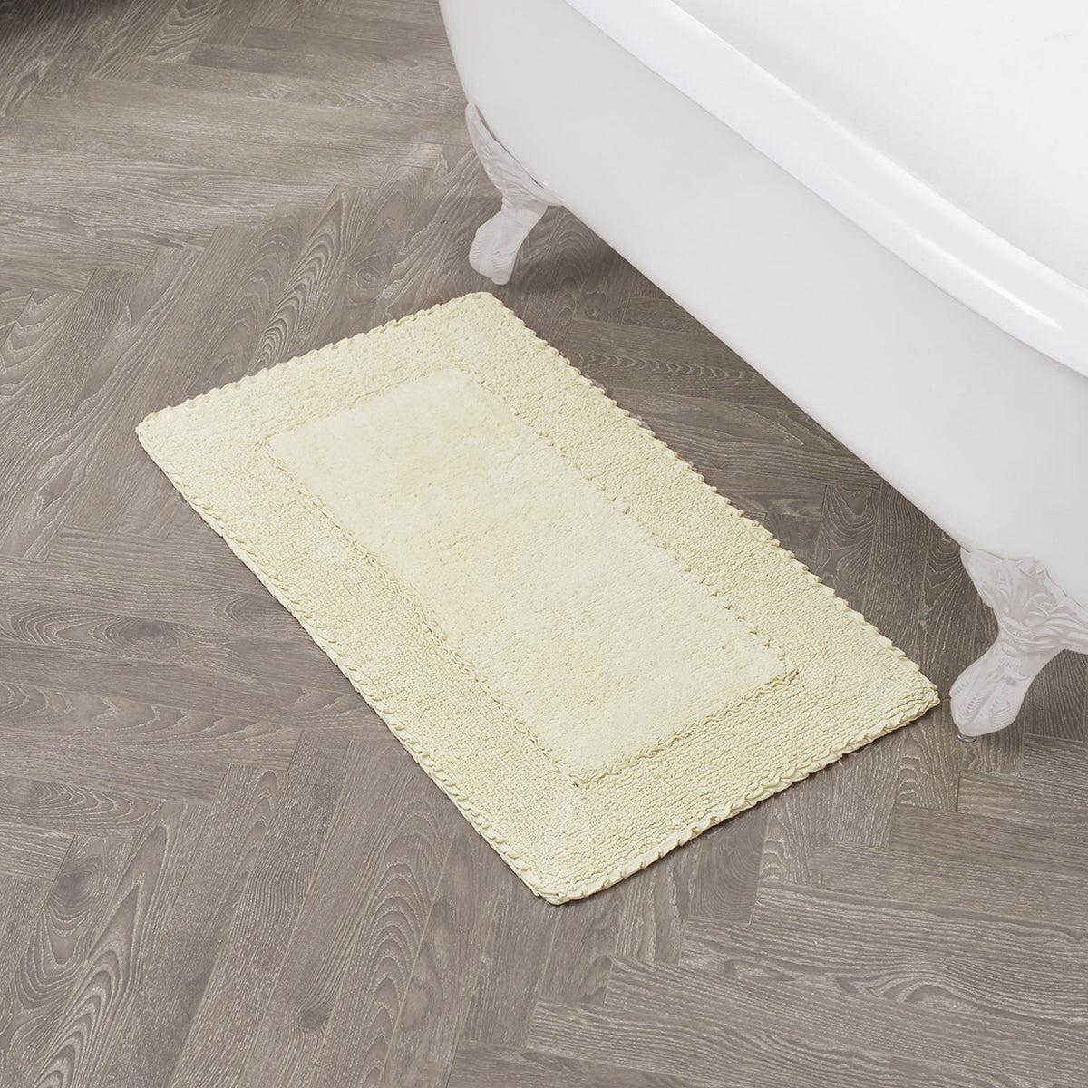 Laura Ashley Ruffle Border 100% Cotton Bath Rug, Sage Green, 17"x 24"