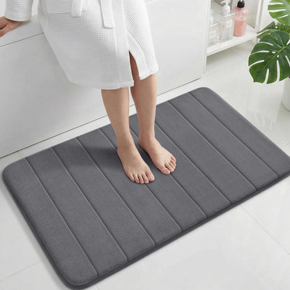 Yimobra Memory Foam Bath Mat, Super Soft Absorbent Bathroom Rug Non Slip, Quick Dry, Machine Washable Floor Carpet for Tub Shower, Home Decor Accessories, 24x17, Cream