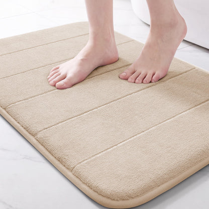 Yimobra Memory Foam Bath Mat, Super Soft Absorbent Bathroom Rug Non Slip, Quick Dry, Machine Washable Floor Carpet for Tub Shower, Home Decor Accessories, 24x17, Cream