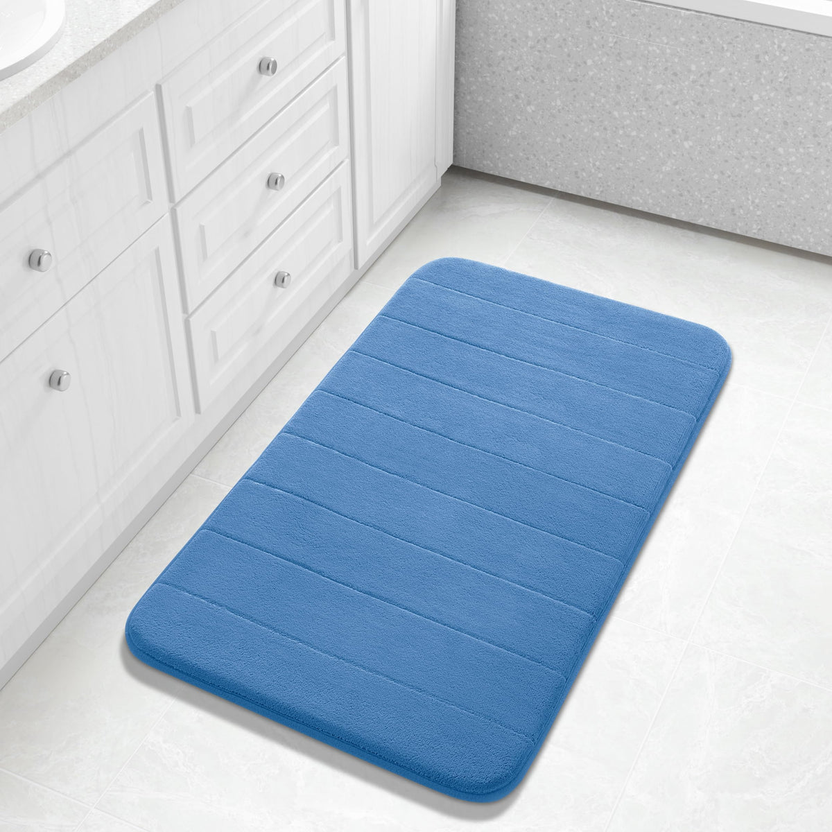 Yimobra Memory Foam Bath Mat, Super Soft Absorbent Bathroom Rug Non Slip, Quick Dry, Machine Washable Floor Carpet for Tub Shower, Home Decor Accessories, 24x17, Cream